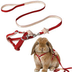 Rabbit Harness Leash Small Pet Adjustable Escape Proof Vest (Red,Medium)