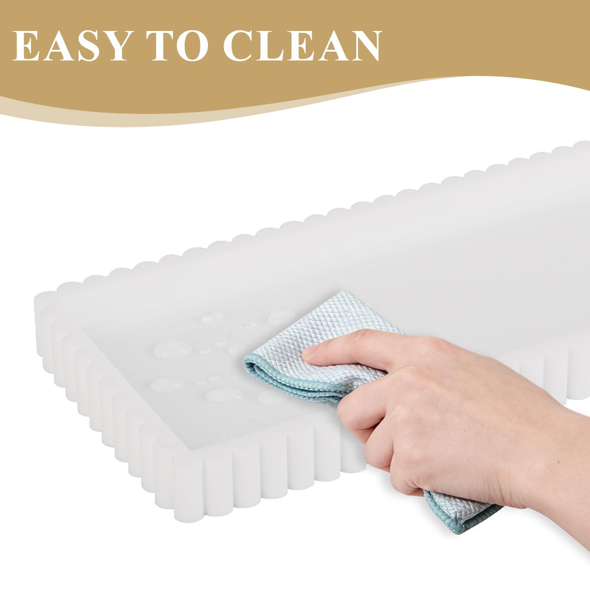 Silicone Bathroom Tray Small Vanity Tray Kitchen Counter Decor, White