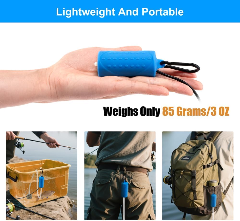 USB Mini Aquarium Air Pump Ultra Quiet Fish Tank Air Pump with Black Hanging Clasp Portable Aquarium Oxygen Aerator