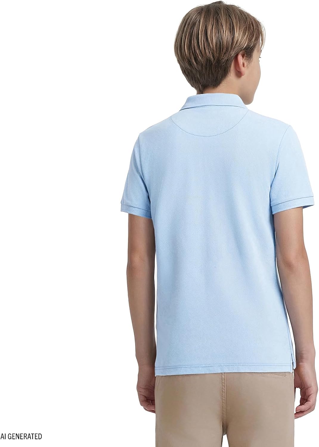 Boys' School Uniform Short Sleeve Polo Shirt, Button Closure, Comfortable & Soft Pique Fabric
