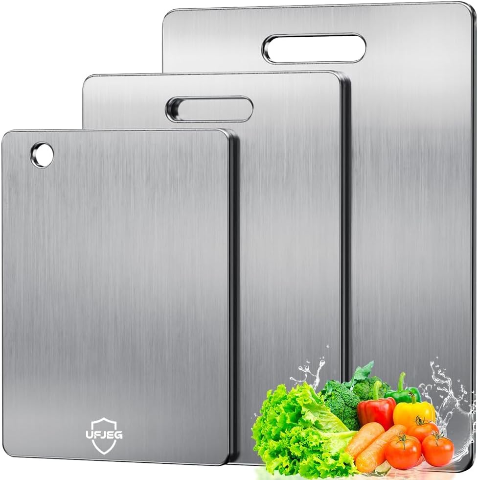 Titanium Cutting Board, 3 PCS Titanium Cutting Boards for Kitchen, Non Toxic, Double-Sided Food Grade Chopping Board