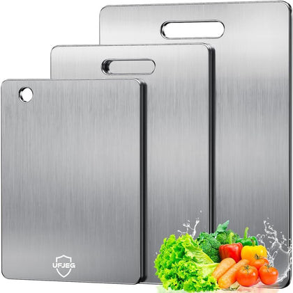 Titanium Cutting Board, 3 PCS Titanium Cutting Boards for Kitchen, Non Toxic, Double-Sided Food Grade Chopping Board
