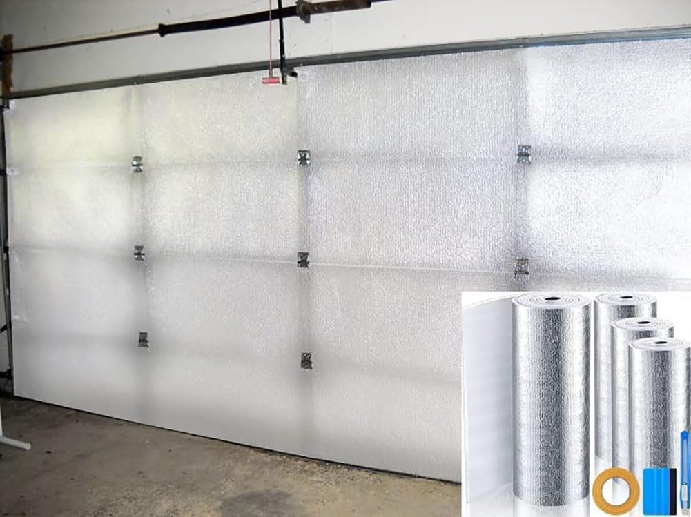 NASA TECH White Reflective Foam Core 2 Car Garage Door Insulation Kit 18FT (WIDE) x 8FT (HIGH) R Value 8.0 Made in