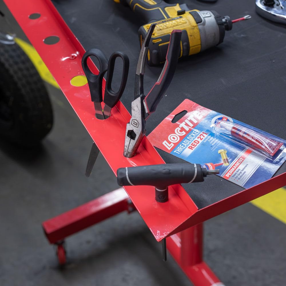 Distributors Inc Adjustable Rolling Work Table with Tool Drawer Workstation for Shops Garages and Warehouses