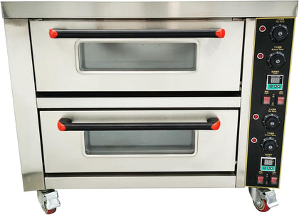 Commercial Movable Double-Decker Pizza Electric Oven Commercial Pizza Oven Countertop Multipurpose Indoor Pizza Oven