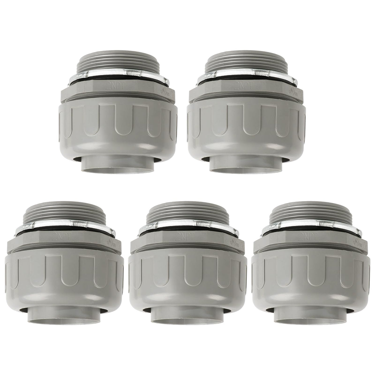 HDHAODA Conduit Connectors, 2 Inch, Straight, Grey, 5-Pack