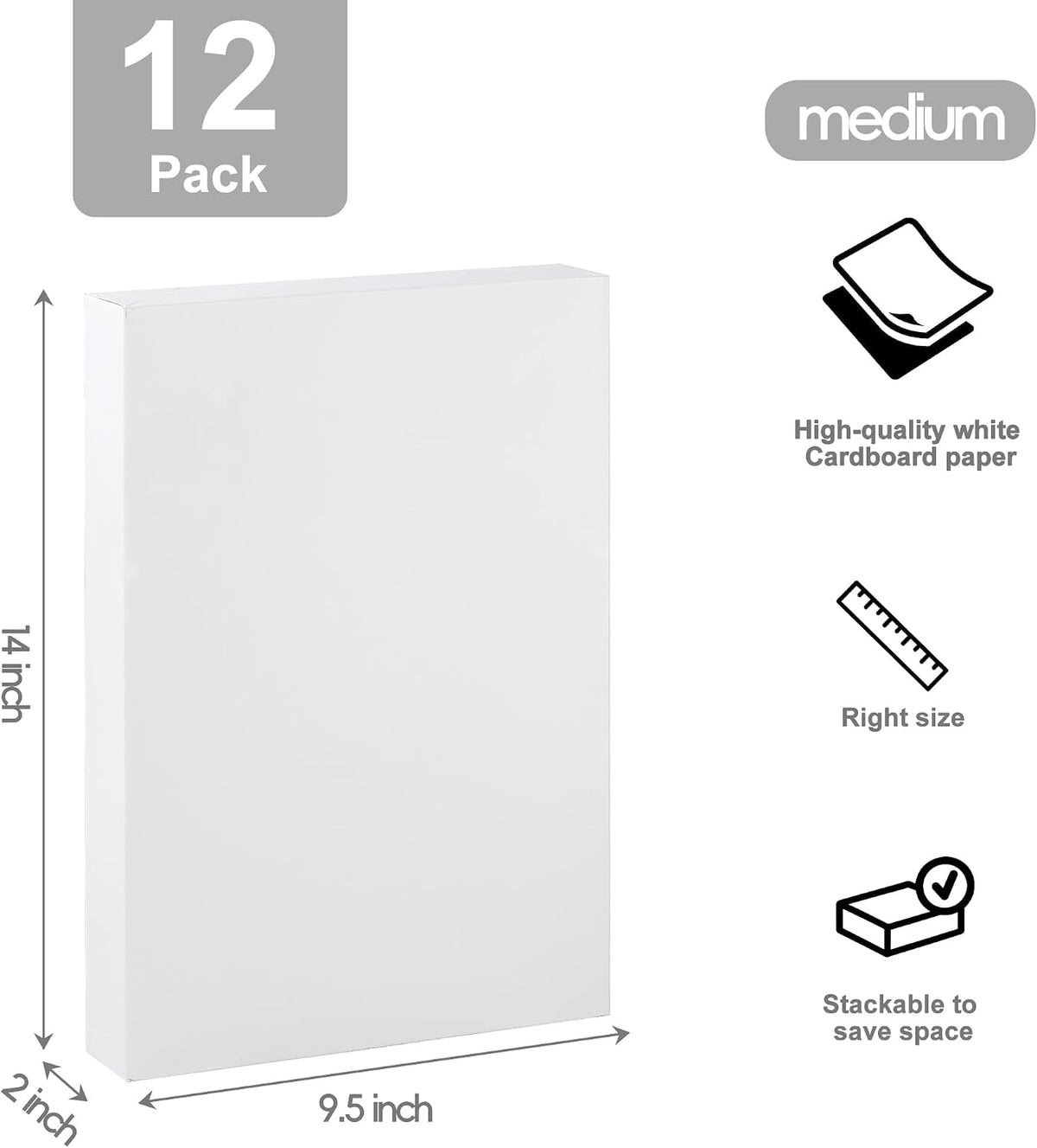 12 Pack Gift Boxes with Lids,14x9.5x2IN Shirt Boxes