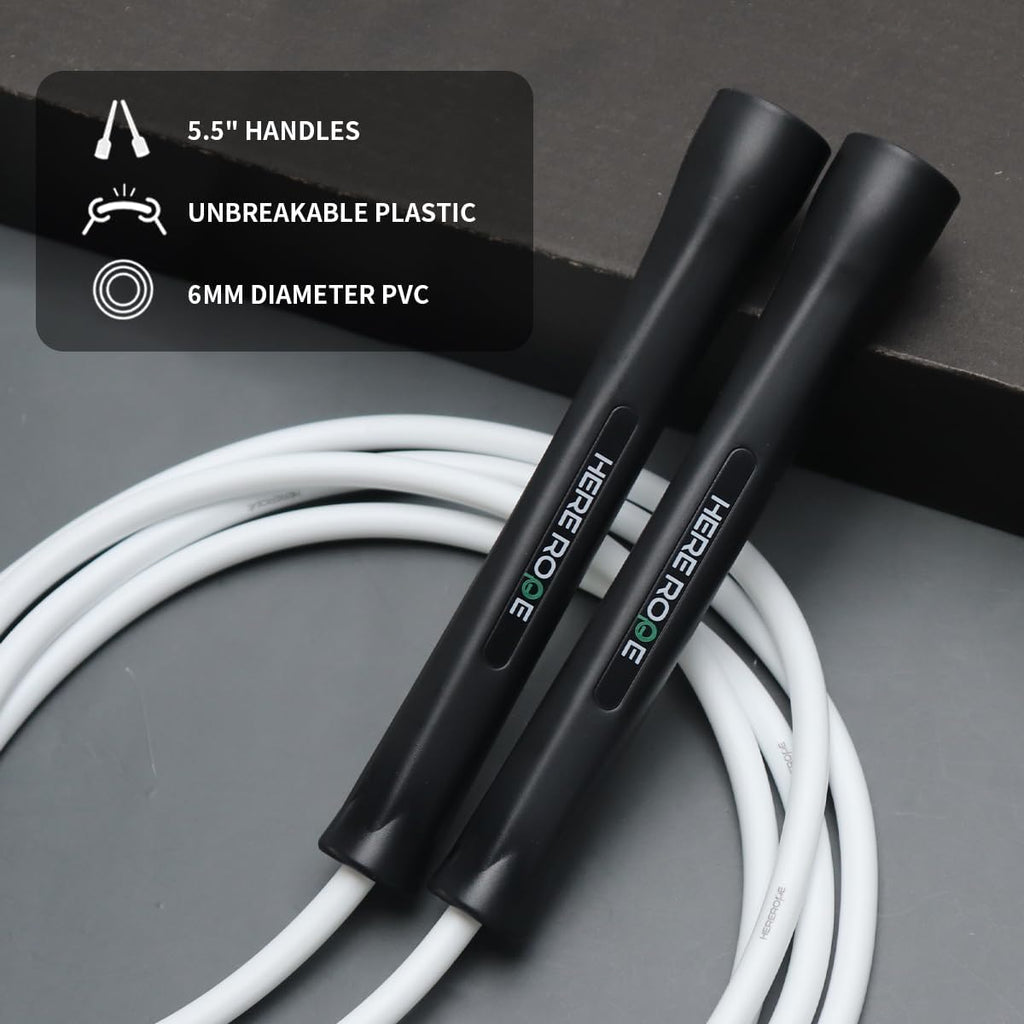 Hererope 6MM PVC Jump Rope for Men & Women Fitness, Speed, Tricks, Cardio Training, Boxing Jump Rope with Unbreakable