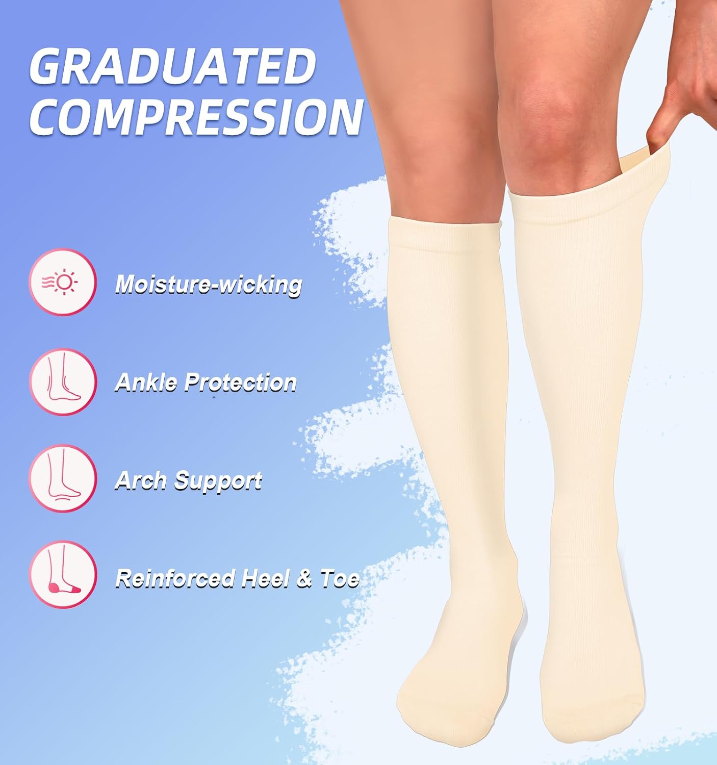 Compression Socks for Women & Men Circulation (4 Pairs) 15-20 mmHg is Best Support for Nurses Running Hiking Travel