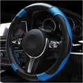 Car Steering Wheel Cover, 15 Inch Carbon Fiber Leather Stitching Color Steering Wheel Protector, Anti-Slip Elastic