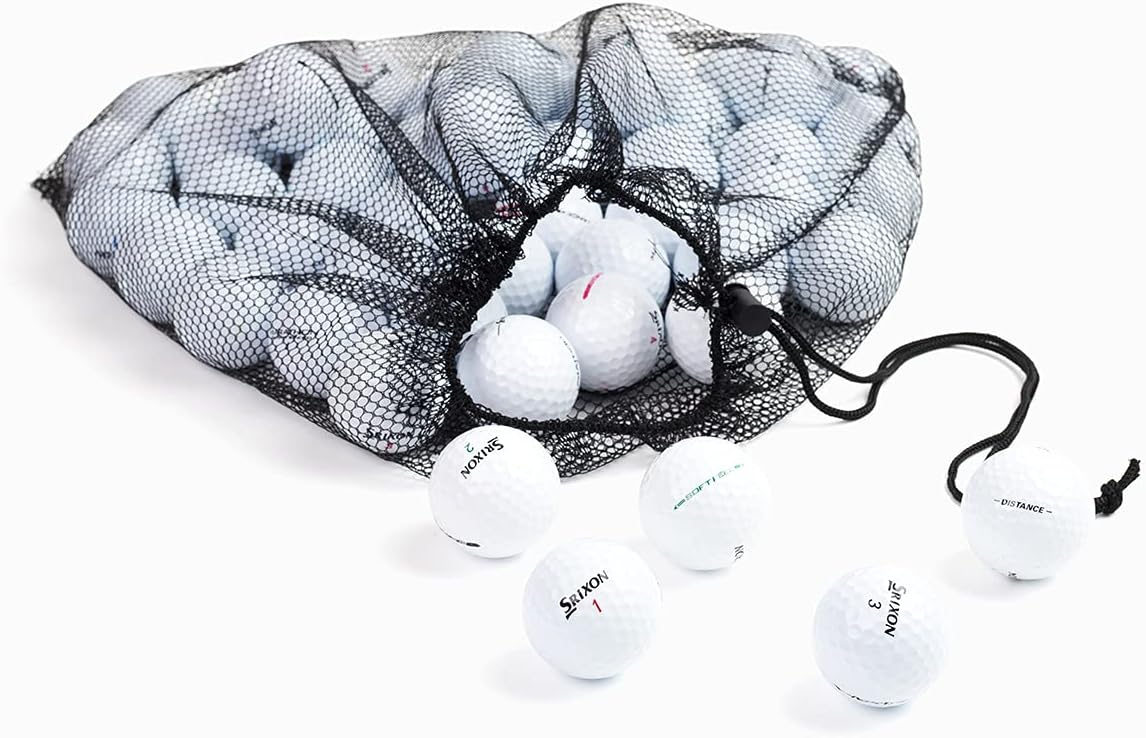 Clean Green Recycled Used Golf Balls - 48 Bulk Srixon Golf Balls for Men - Good Condition - Includes Mesh Carrying