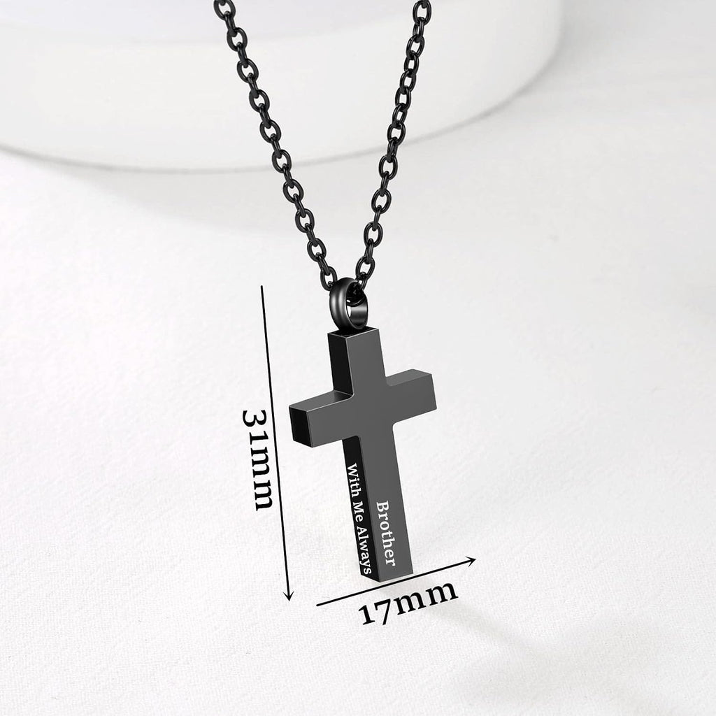 Cremation Jewelry Black Cross Urn Necklaces for Ashes for Women Men Human Ashes with Me Always Memorial Keepsake Pendant