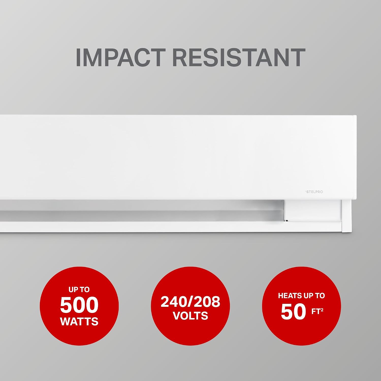 Prima Low-Profile Baseboard Heater - 500W 240V - ASPRL0502W | Compact and quiet build 25% shorter than standard