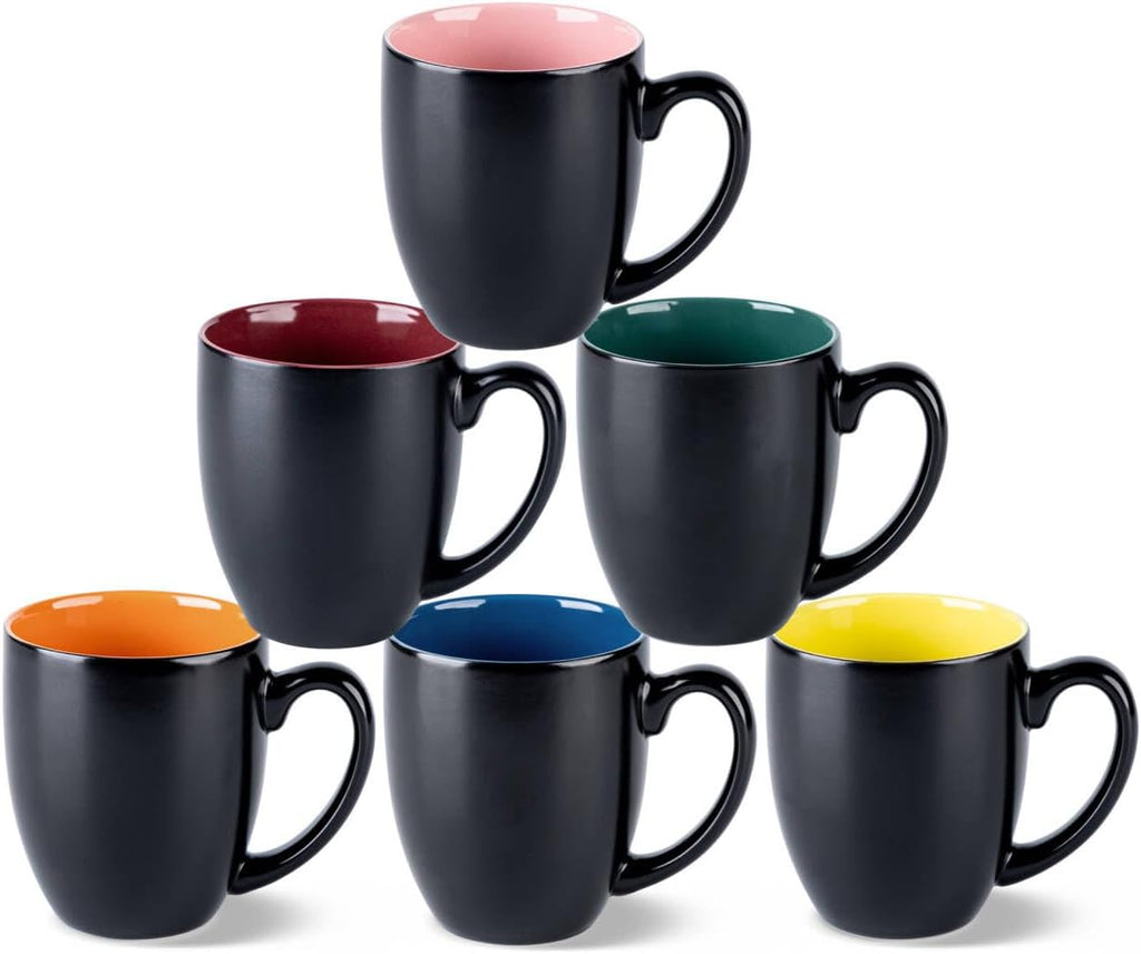 16 oz Coffee Mugs Set of 6, Ceramic Coffee Cups- Multi-Color