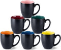 16 oz Coffee Mugs Set of 6, Ceramic Coffee Cups- Multi-Color