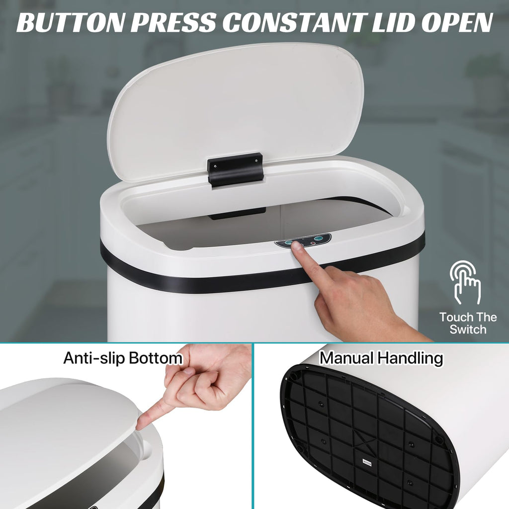 13 Gallon Kitchen Trash Can Garbage Can Waste Bin with Lid Automatic Touchless Stainless Steel Durable Trash Can for