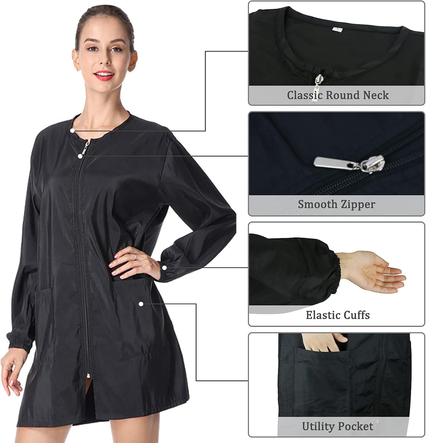 Polyester Professional Salon Smock Hair Stylist Jacket | Water-resistant Haircut Cape, Pet Grooming Workwear, Barber