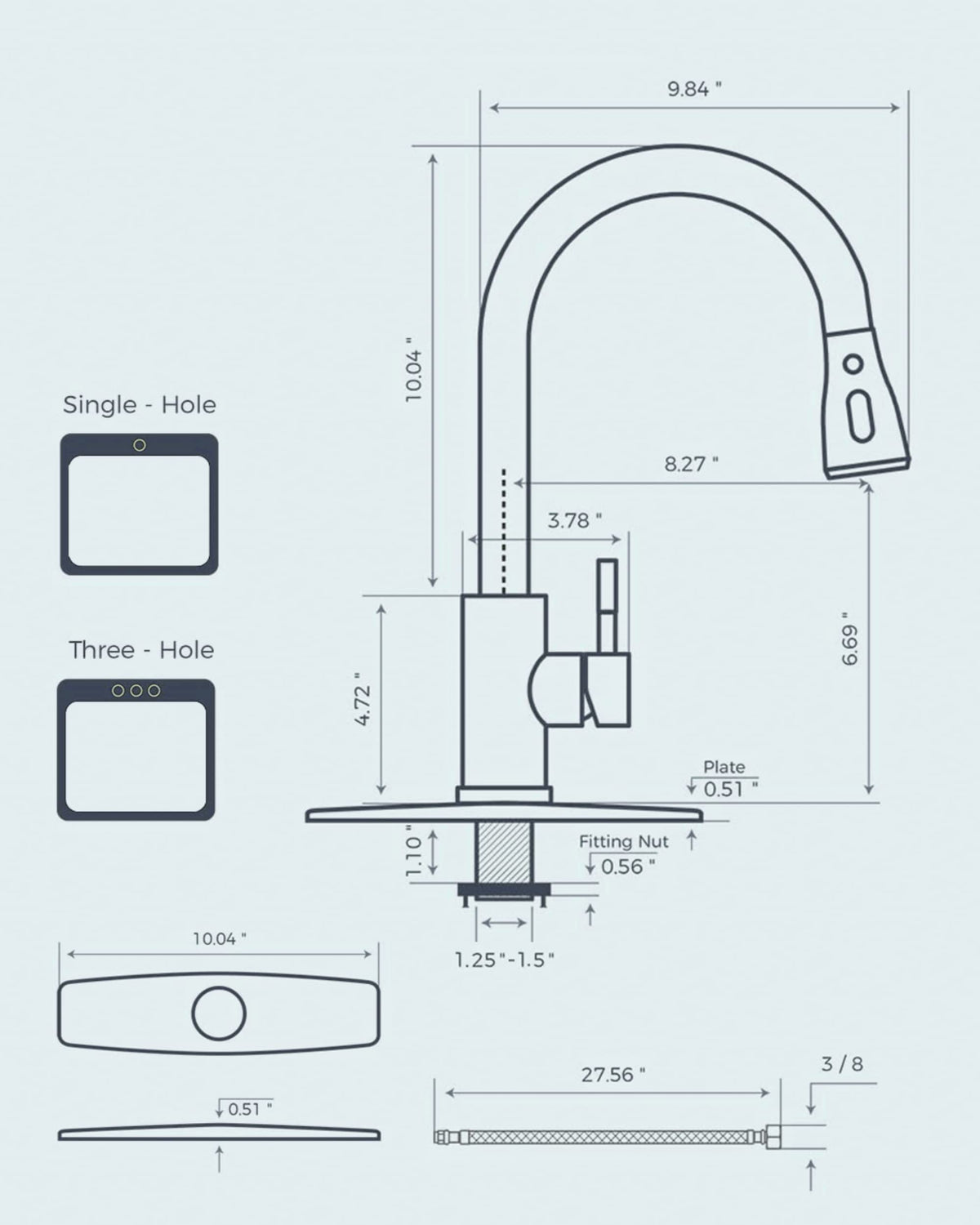 Gold Kitchen Faucet with Pull Down Sprayer, Stainless Steel