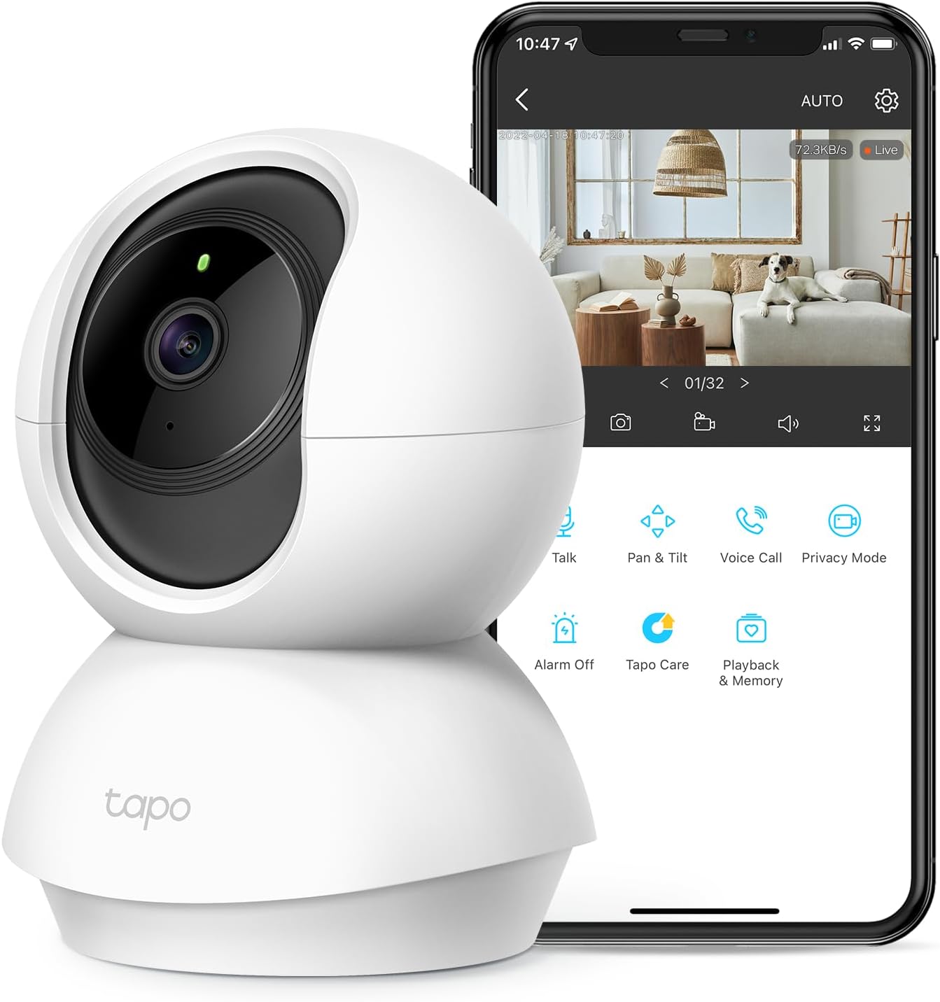 TP-Link 2K Pan Tilt Security Camera for Baby Monitor, Dog Camera w/Motion Detection, 2-Way Audio Siren, Night Vision