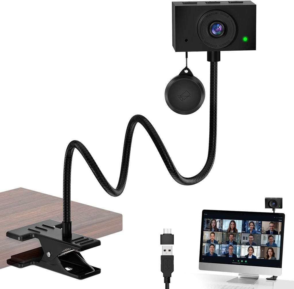 Webcam for PC, Streaming Camera, Web Camera for Desktop/Laptop Computer Webcam with Microphone, Plug and Play USB Web