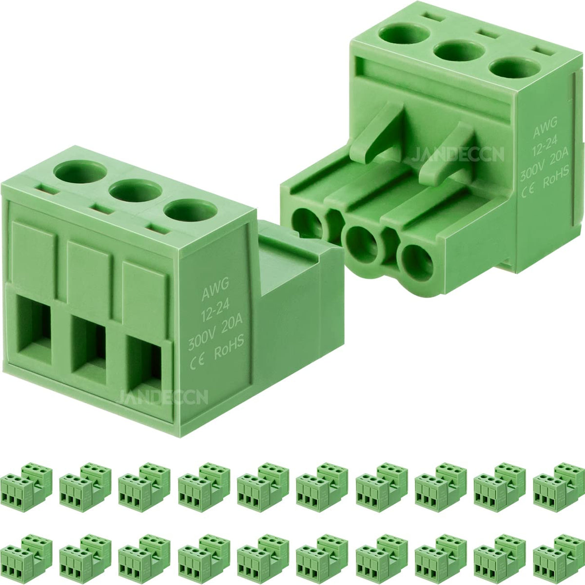 20 Sets 3 Pin 5.08mm PCB Screw Terminal Block Phoenix Connectors