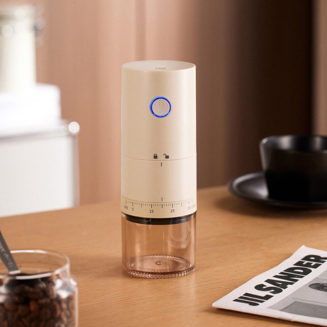 Portable Electric Burr Coffee Grinder with 38 Adjustable Grind Settings - USB Rechargeable Ceramic Core Conical Burr