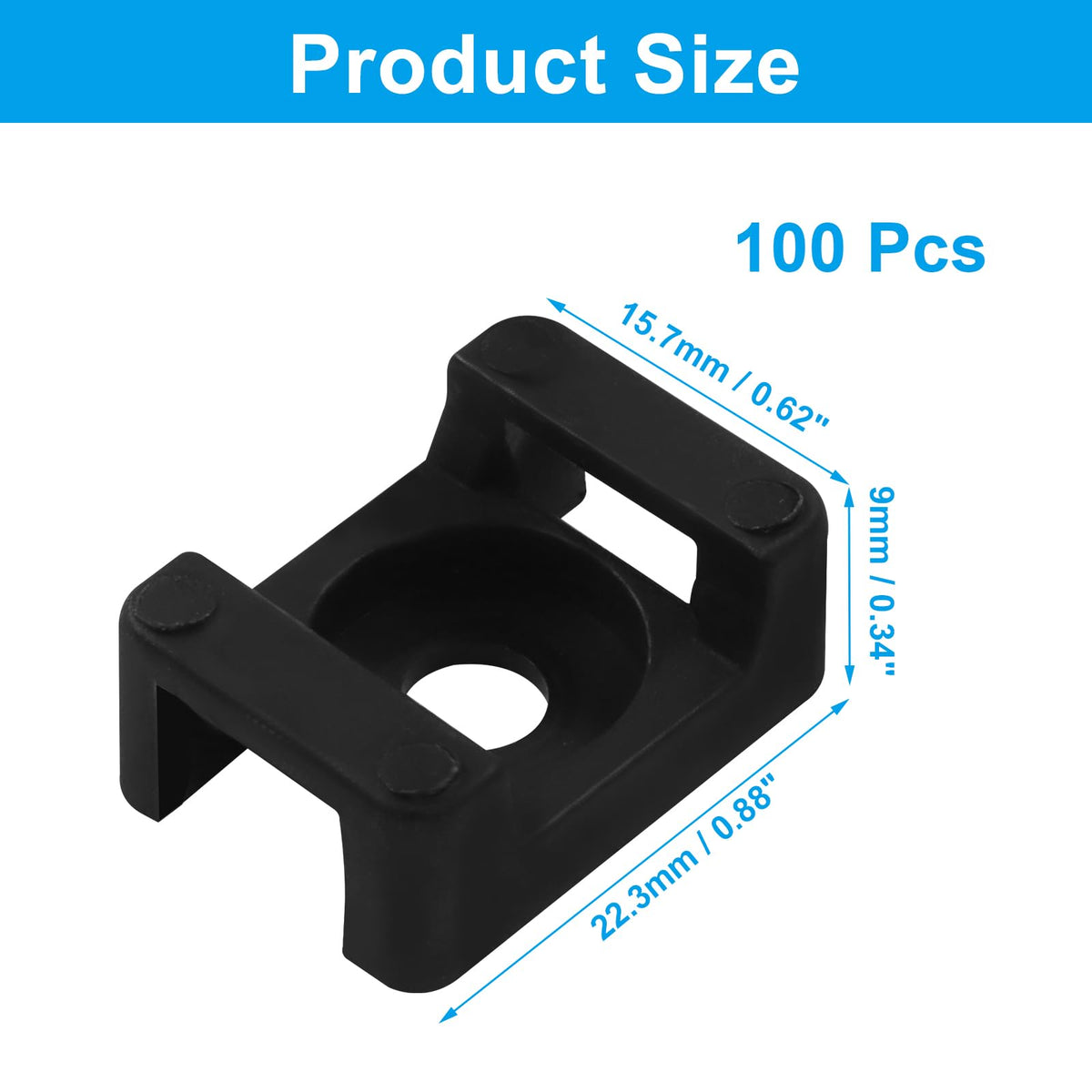 Unlorspy 100Pcs Black Zip Tie Mounts