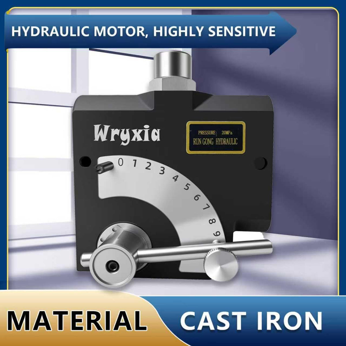 Wryxia Hydraulic Variable Flow Control Valve, Adjustable Flow Control Valve, 3000 PSI, 0-30 GPM, Cast Iron, Side-Ported (G 3/4)