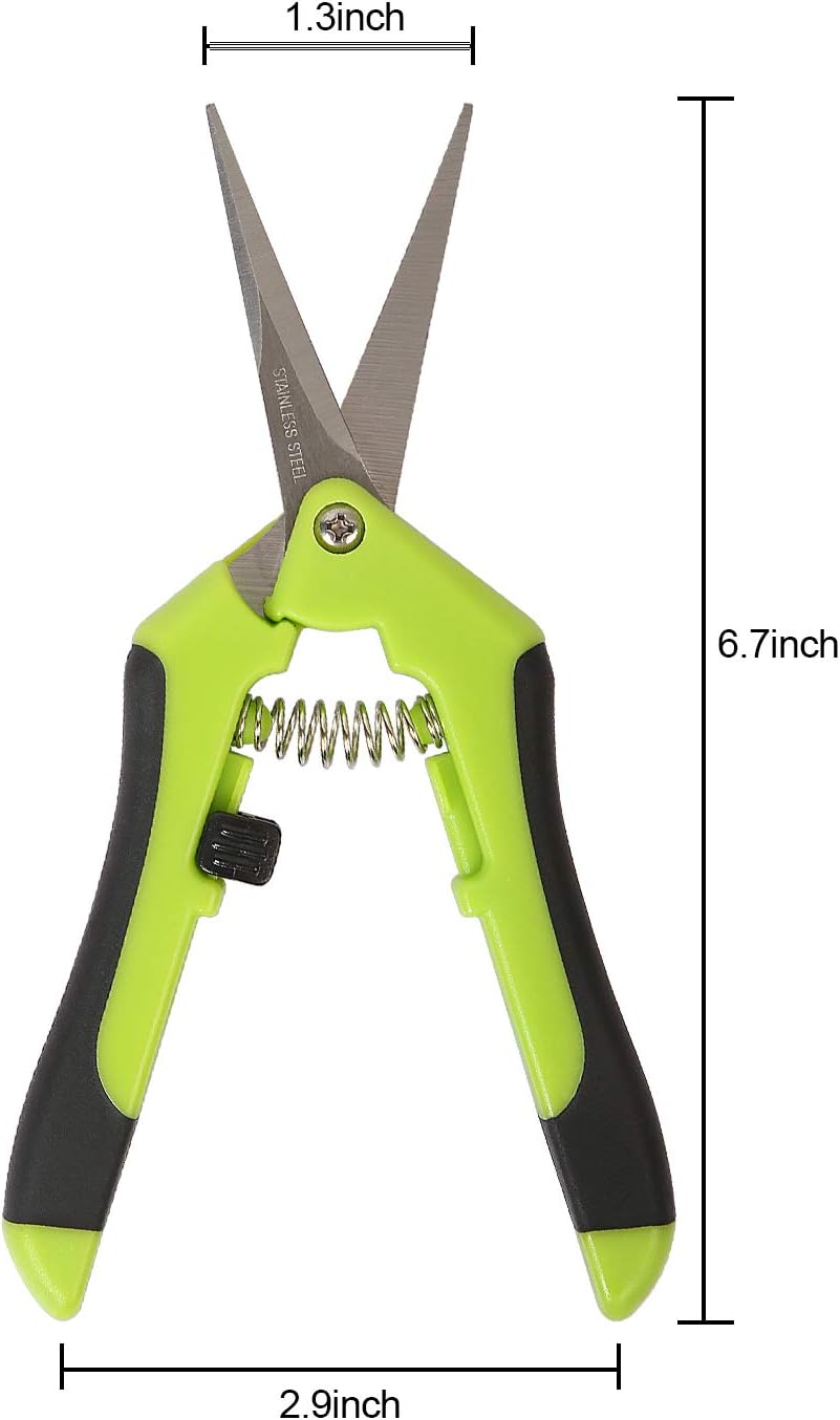12 Pack 6.5 Inch Bud Trimming Scissors, Professional Stainless Steel Gardening Hand Pruners Micro-Tip Pruning Snips