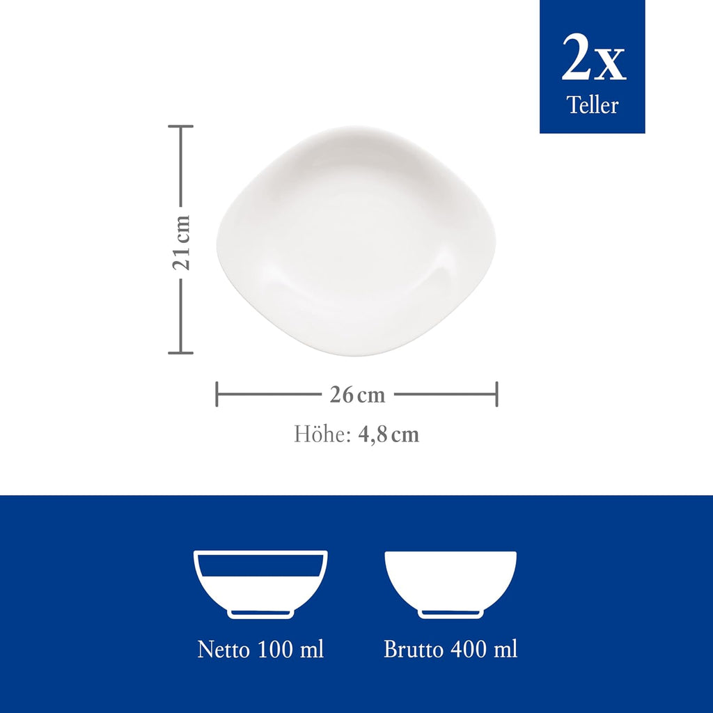 Vapiano Pasta Bowl Set of 2, Premium Porcelain, Made in Germany, White