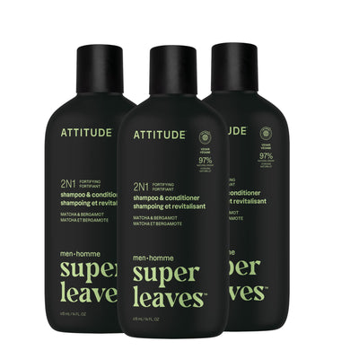 Men's Shampoo & Conditioner, Bergamot & Matcha, 14 oz (Pack of 3)