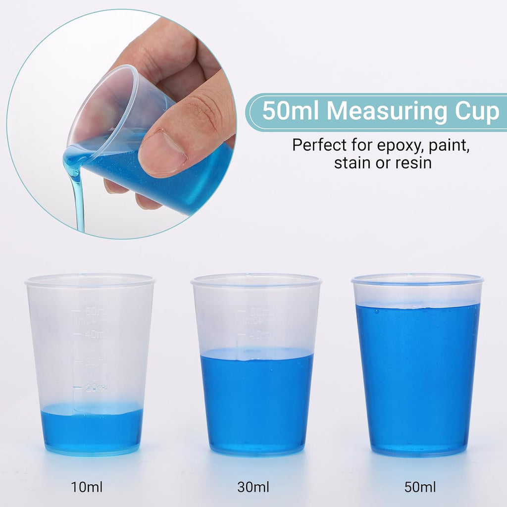 Resin Mixing Cups and Sticks, 110 Packs Epoxy Measuring Cups Kit - 60PCS 100ml Disposable Graduated Cups, 50PCS