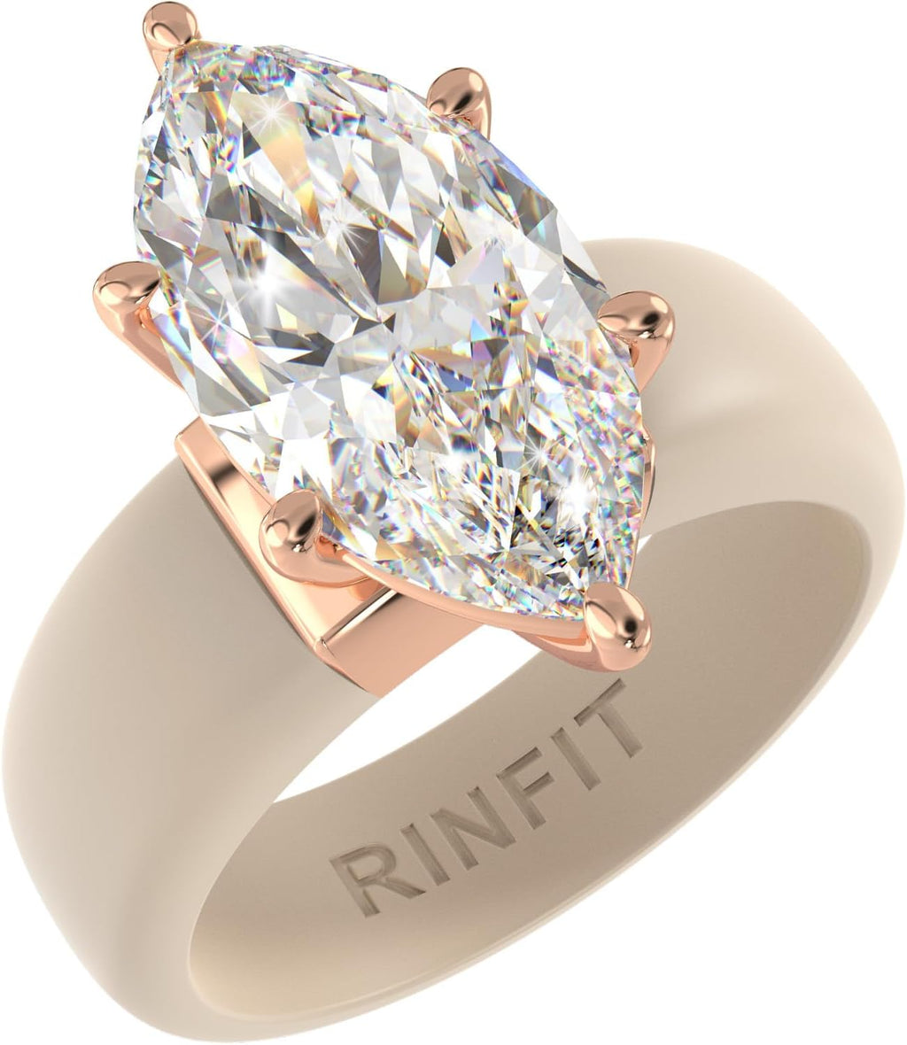 Rinfit Silicone Ring with Stone, Marquise Cut CZ