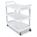 3-Shelf Service Push Cart, 300lb, White
