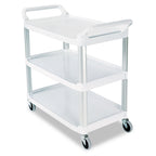 3-Shelf Service Push Cart, 300lb, White