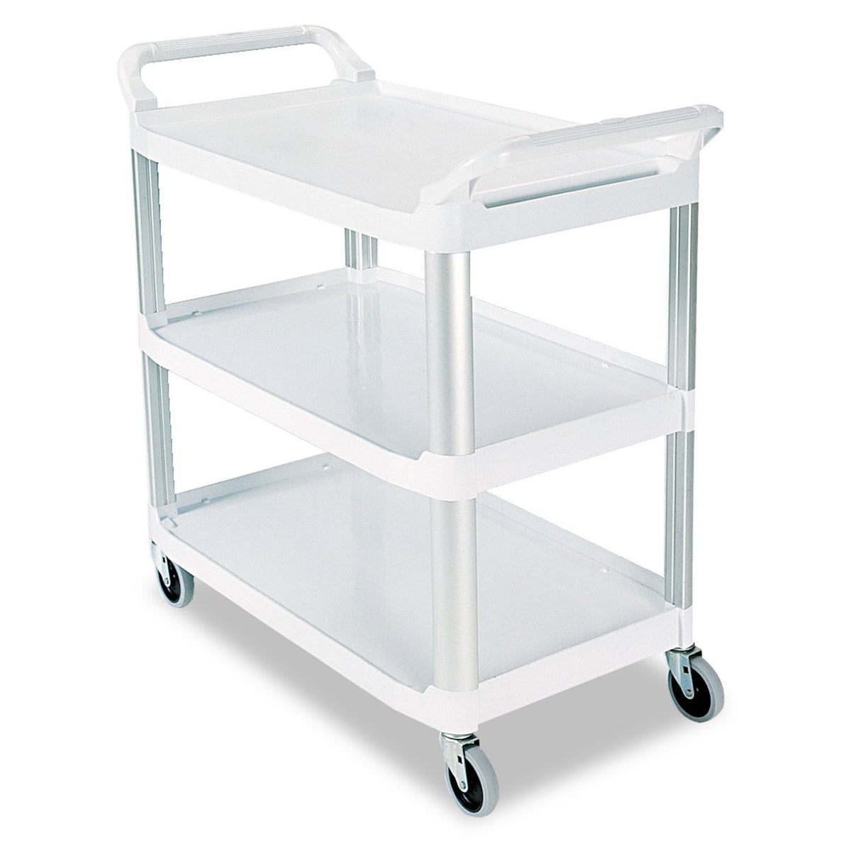 3-Shelf Service Push Cart, 300lb, White