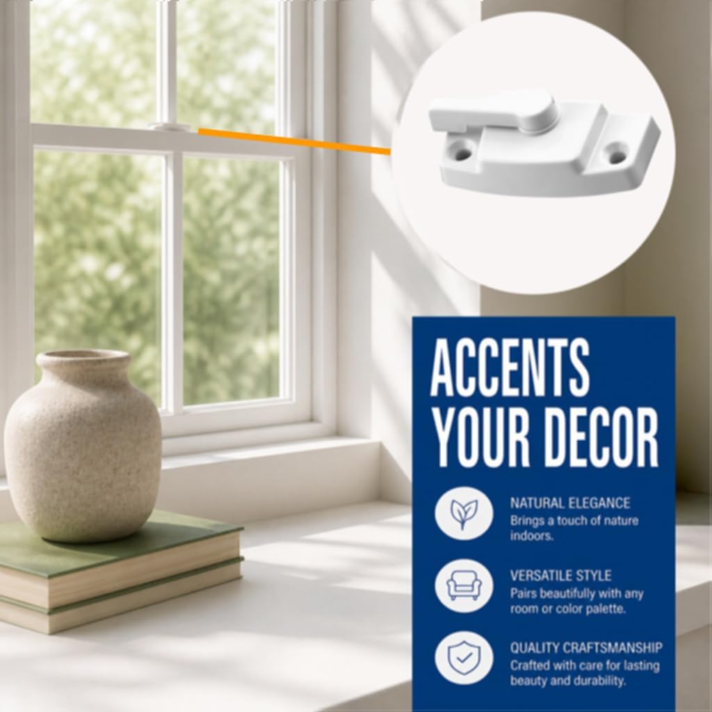 F 2897 Window Sash Lock 2-3/16 H/C No Keep Pilaster Off White w/Screws (Single Pack)