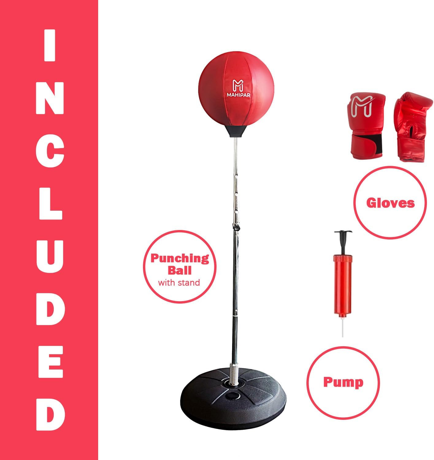 Punching Bag with Stand for Adults & Teens - Heavy Punching Bag, Boxing Bag & Boxing Equipment Set with Reflex Bag