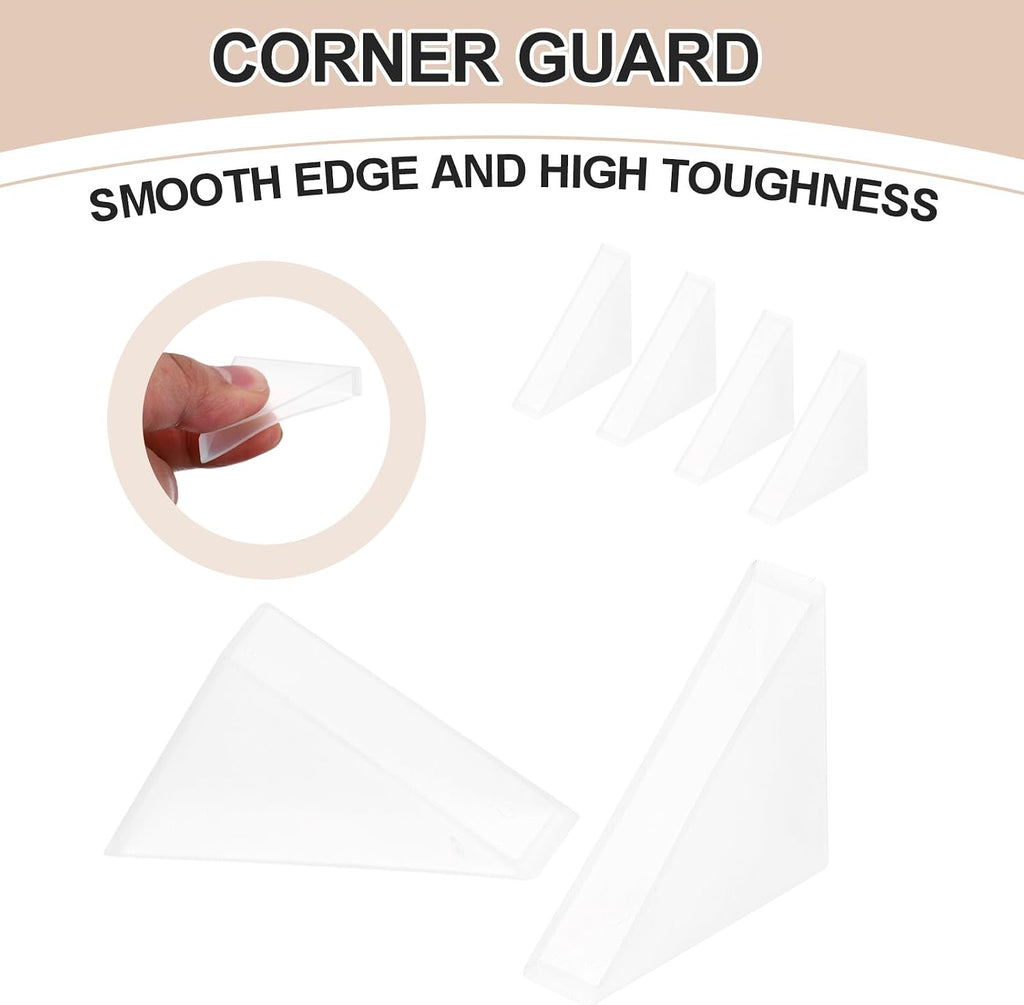 Triangle Glass Corner Protector 0.31 x 1.38" Plastic Clear 60Pcs