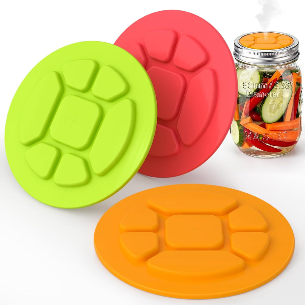 Garden to Jar Fermenting: 3-Pack Wide Mouth Fermentation Lids (86mm) for Ball & Kerr Mason Jars | Self-Burping