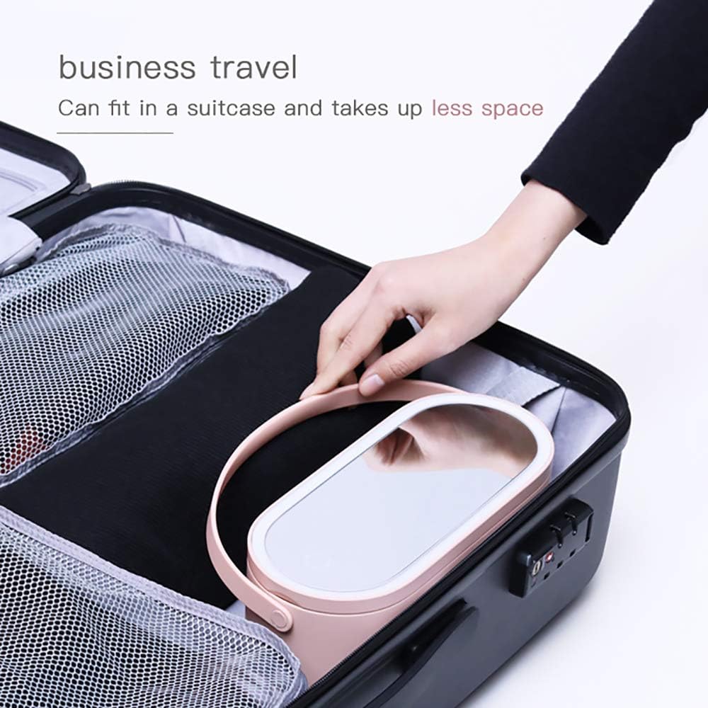 LED Mirror Makeup Organizer Box, Portable Travel Cosmetic & Jewelry Case