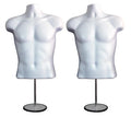 Male Mannequin Torso with Metal Stand Hollow Back Body Stackable Dress Form for Tshirt Display, Countertop, Craft