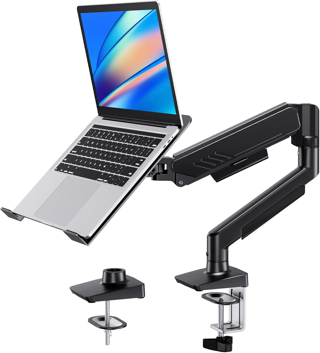 2 in 1 Function Laptop Mount with Tray, Fits 13-34″ Monitors & Up to 17″ Notebook, Ergonomic Laptop Arm with Full