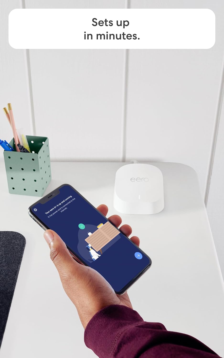 Amazon eero 6+ mesh wifi system - Supports internet plans up to a Gigabit, Coverage up to 3,000 sq. ft., Connect 75+