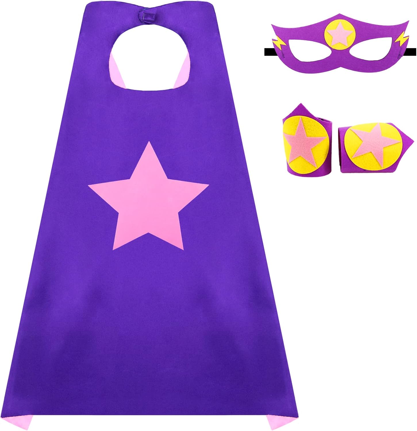 Kids-Superhero-Cape and Mask for Boys-Girls Super-Hero-Costumes | Superhero Cape Mask Bracelet & DIY Felt Stars for