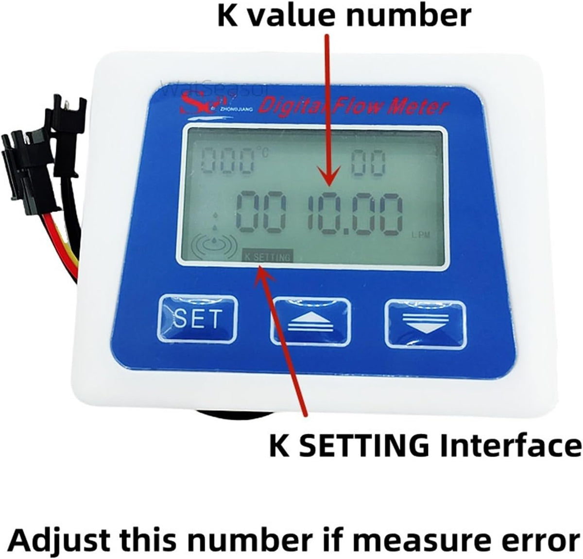 Water Flow Sensor Digital LCD Display Water Flow Sensor Meter, Flowmeter Totalmeter with 3/8" / 1/4" Flow Battery Working Meter(1/4")