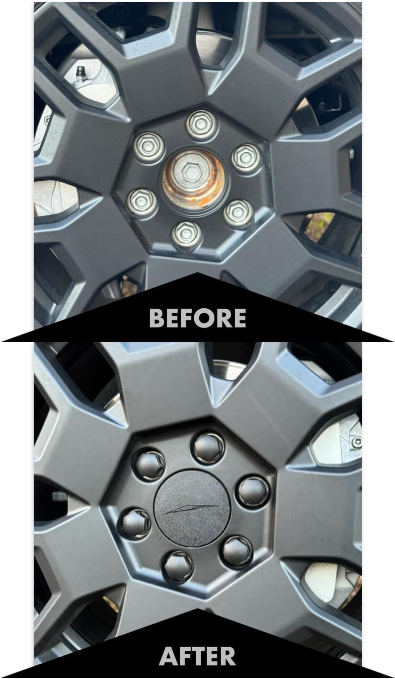 Premium Core Wheel Center Caps (4pcs) & Lug Nut Covers (24pcs) for Tesla Cybertruck | Compatible with All-Season Core