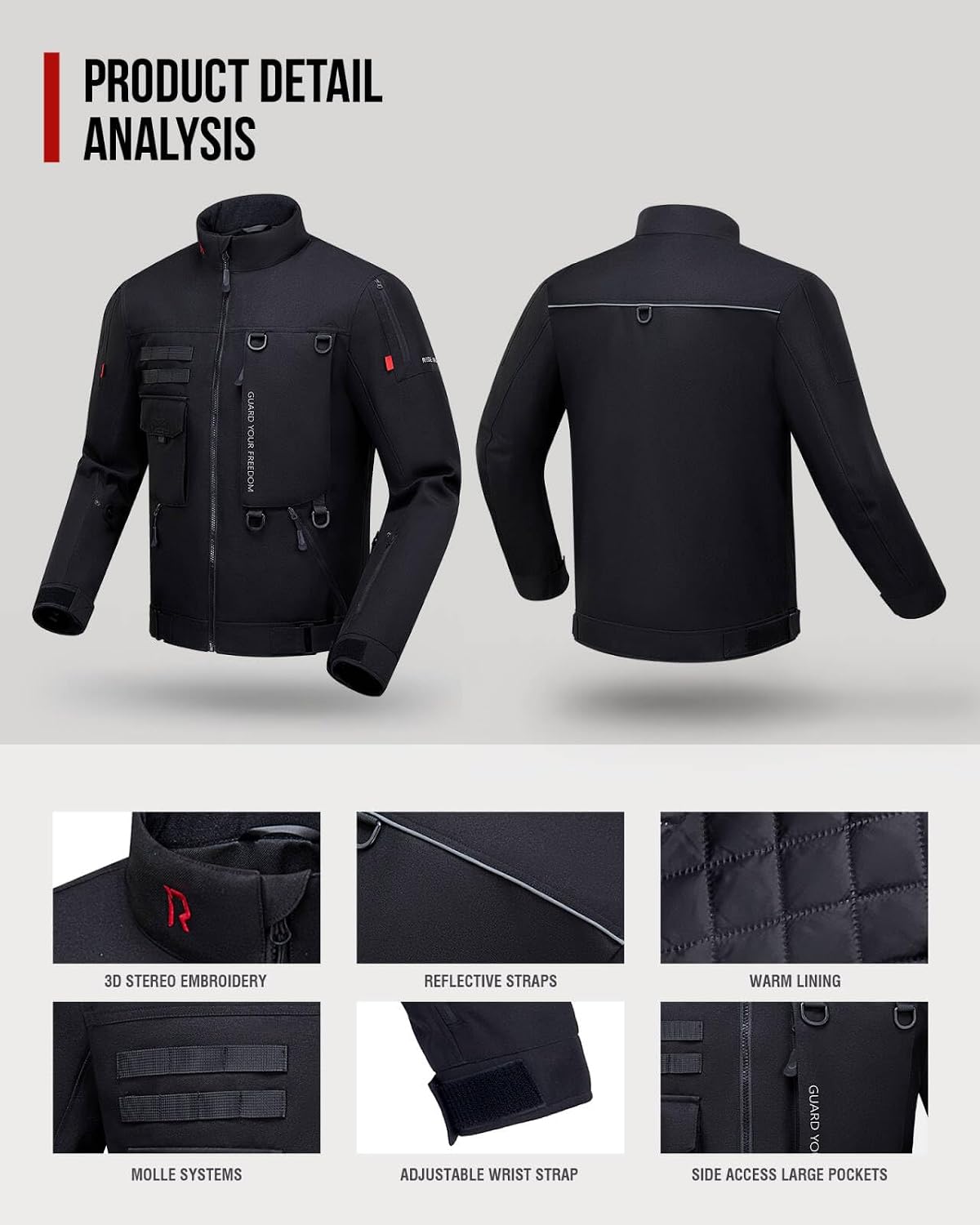 Motorcycle Riding Jacket for Men with CE Certified | CE Level 2 Armor, EVA Back Protector, Removable Liner