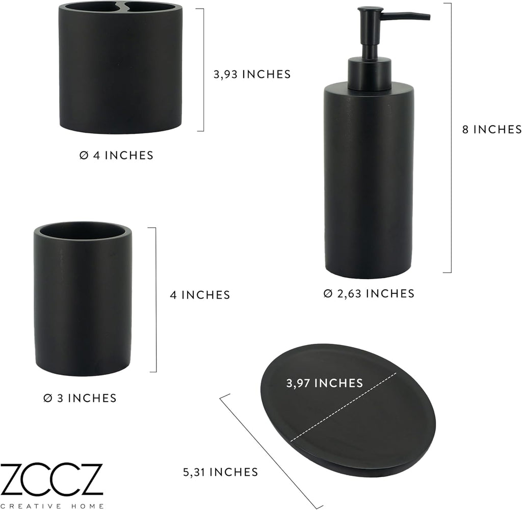 Bathroom Accessory Sets, 4 Pieces Bathroom Accessories Complete Set Vanity Countertop Accessory Set, Includes Lotion