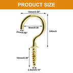 3/4" Ceiling Cup Hooks, Gold, 100 Pcs